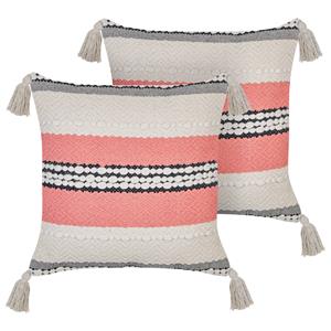 Beliani EUPHORBIA Set van 2 kussens Beige