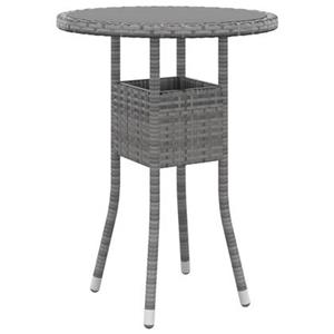 VidaXL Tuintafel Ã60x75 cm gehard glas en poly rattan grijs