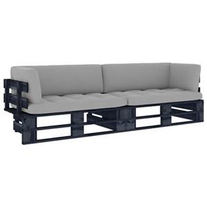 VIDAXL 2-sitzer-palettensofa Mit Kissen Schwarz Kiefer Imprägniert