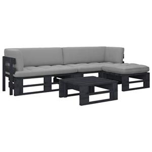 VIDAXL 4-tlg. Paletten-lounge-set & Kissen Schwarz Kiefer Imprägniert