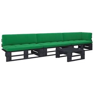 VIDAXL 4-tlg. Paletten-lounge-set & Kissen Schwarz Kiefer Imprägniert