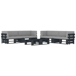 VIDAXL 6-tlg. Paletten-lounge-set & Kissen Schwarz Kiefer Impregniert