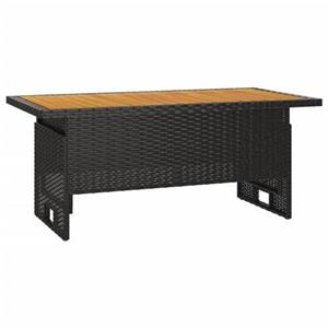 Vidaxl Gartentisch Schwarz 100x50x43/63 Cm Akazienholz & Poly Rattan