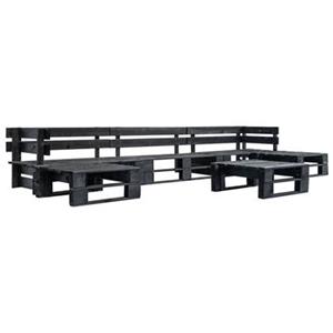 VidaXL 6-delige Loungeset pallet hout zwart