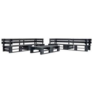 VidaXL 6-delige Loungeset pallet hout zwart