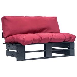 vidaXL Gartenbank Garten-Palettensofa mit Roten Kissen Kiefernholz