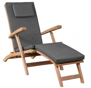 DeVries Deckchair Woodie inkl. Auflage uni grey