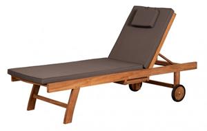 DeVries Liege Woodie mit Rädern inkl. Kissenauflage uni grey Teak