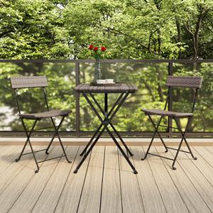 VidaXL Bistrostoelen 2 St Inklapbaar Poly Rattan En Staal Grijs