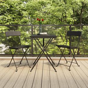 VidaXL Bistrostoelen Inklapbaar 2 St Poly Rattan En Staal Zwart