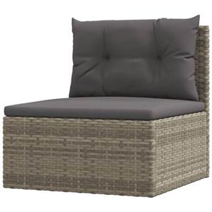 vidaXL Loungesofa Garten-Mittelsofa mit Kissen Grau Poly Rattan, 1 Teile