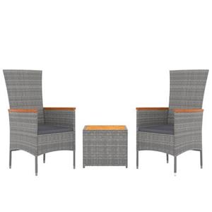 Vidaxl 3-tlg. Garten-lounge-set Grau Poly Rattan & Massivholz Akazie