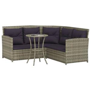 VidaXL 2-delige Loungeset met kussens L-vormig poly rattan grijs