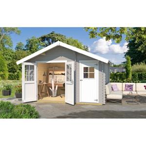 weka Gartenhaus 253 Gr.2, 420 x 310 x 270 cm hellgrau, 28 mm, Doppeltür, mit 2. Raum Einzeltür