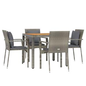VidaXL 5-delige Tuinset met kussens poly rattan grijs