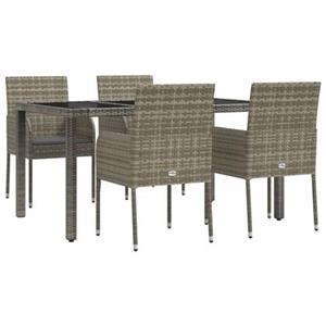 VidaXL 5-delige Tuinset met kussens poly rattan grijs