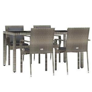 VidaXL 5-delige Tuinset met kussens poly rattan grijs