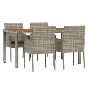 VidaXL 5-delige Tuinset met kussens poly rattan grijs