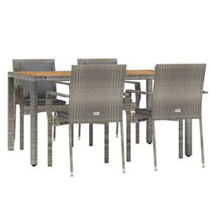 VidaXL 5-delige Tuinset met kussens poly rattan grijs