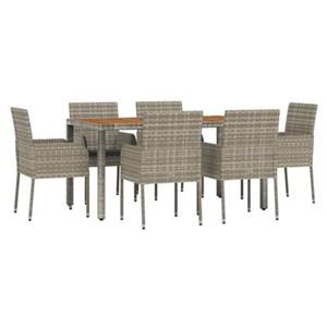VidaXL 7-delige Tuinset met kussens poly rattan grijs