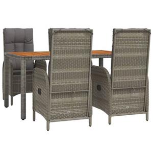 vidaXL 5-delige Tuinset met kussens poly rattan grijs