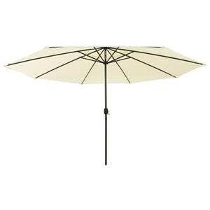 vidaxl Parasol met LED-verlichting en metalen paal 400 cm zandkleurig