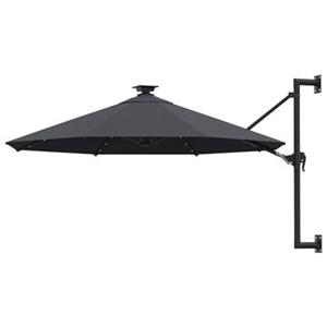 VIDAXL Sonnenschirm Wandmontage Mit Leds Metallmast 300 Cm Anthrazit