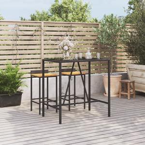 Vidaxl Bartisch Mit Glasplatte Schwarz 110x70x110 Cm Poly Rattan