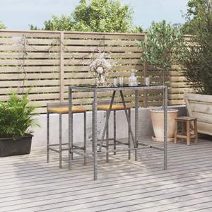 Vidaxl Bartisch Mit Glasplatte Grau 110x70x110 Cm Poly Rattan