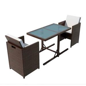 VIDAXL 3-tlg. Bistro-set Mit Auflagen Poly Rattan Braun