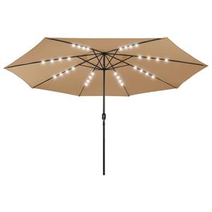 vidaxl Parasol met LED-verlichting en metalen paal 400 cm taupe