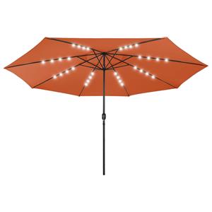 vidaXL Parasol met LED-verlichting metalen paal 400 cm terracottakleur