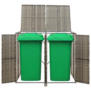 vidaXL Containerberging dubbel 140x80x117 cm poly rattan grijs