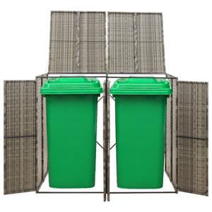 VidaXL Containerberging Dubbel 140x80x117 Cm Poly Rattan Grijs