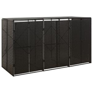 VidaXL Containerberging Driedubbel 207x80x117 Cm Poly Rattan Zwart