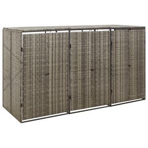 Vidaxl Mülltonnenbox Für 3 Tonnen Grau 207x80x117 Cm Poly Rattan