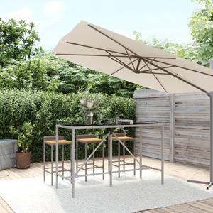 vidaXL Gartentisch Bartisch mit Glasplatte Grau 180x70x110 cm Poly Rattan