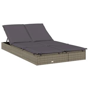 VidaXL Ligbed met kussens 2-persoons poly rattan grijs