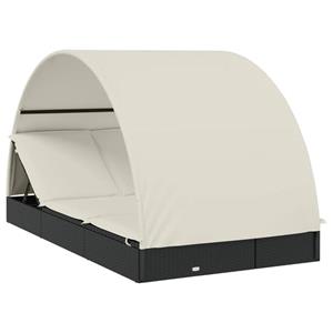 VidaXL Ligbed 2-persoons met rond dak 211x112x140 cm poly rattan zwart