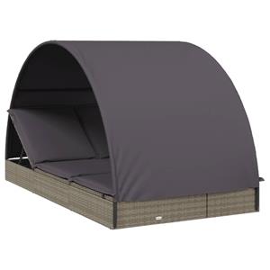 VidaXL Ligbed 2-persoons met rond dak 211x112x140 cm poly rattan grijs