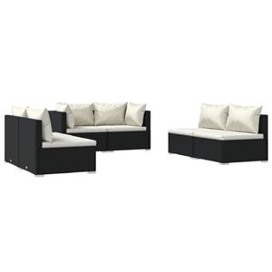 Vidaxl 6-tlg. Garten-lounge-set Mit Kissen Poly Rattan Schwarz