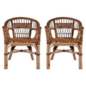 VidaXL Tuinstoelen 2 st natuurlijk rattan bruin