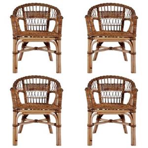 VIDAXL Gartenstühle 4 Stk. Natürliches Rattan Braun