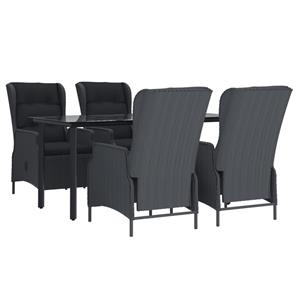 vidaxl 5-delige Tuinset poly rattan donkergrijs
