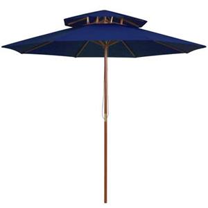 VidaXL Parasol dubbeldekker met houten paal 270 cm blauw