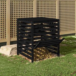 vidaXL Compostbak 82,5x82,5x99,5 cm massief grenenhout zwart