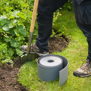 Nature Tuinrandset met grondpennen 100x7x0,075 m grijs