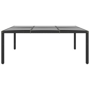 vidaXL Tuintafel 200x150x75 cm gehard glas en poly rattan zwart