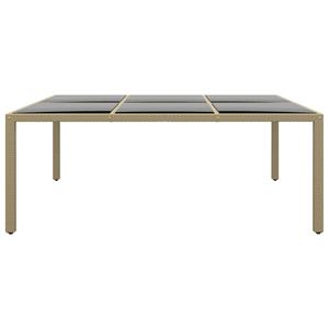 vidaXL Tuintafel 200x150x75 cm gehard glas en poly rattan beige