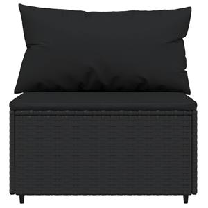 vidaXL Gartenbank Garten-Mittelsofa mit Kissen Schwarz Poly Rattan